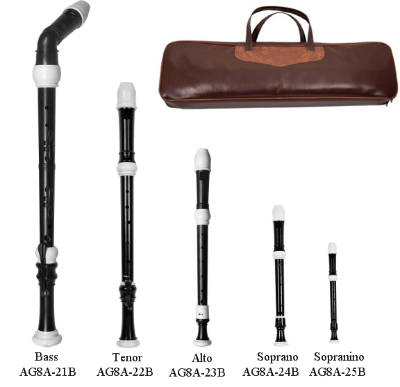 Quality TOP GRADE 8 HOLE Baroque Plastic 5 Recorder Set -AG8A-20B for sale
