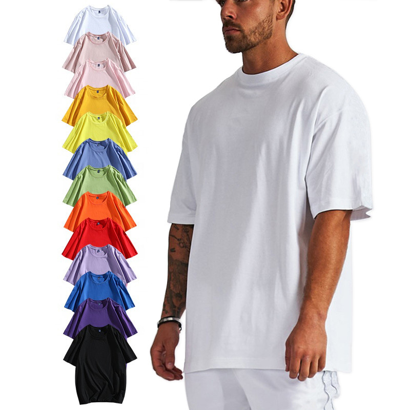 Quality O Neck Men Blank T Shirt Custom Cotton Loose Drop Shoulder for sale