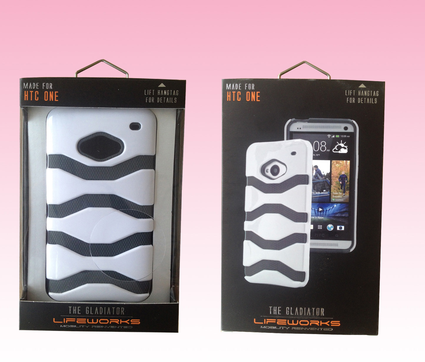 Quality custom luxury CMYK color cell phone case packaging paper box with metal hanger for sale