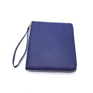 Quality A5 Pu Leather Zipper Portfolio File Folders Business Conference With Card Holders for sale