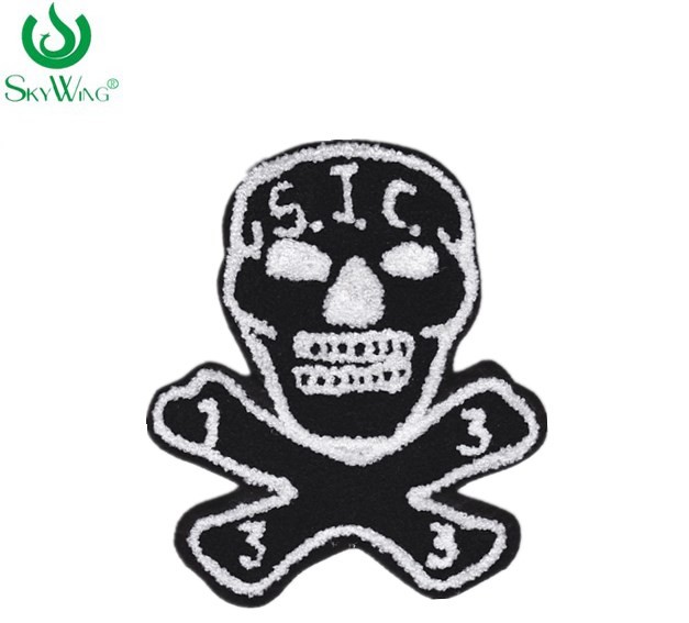 Quality Sweater Shirt  Skull Chenille Embroidery Patches Eco - Friendly for sale