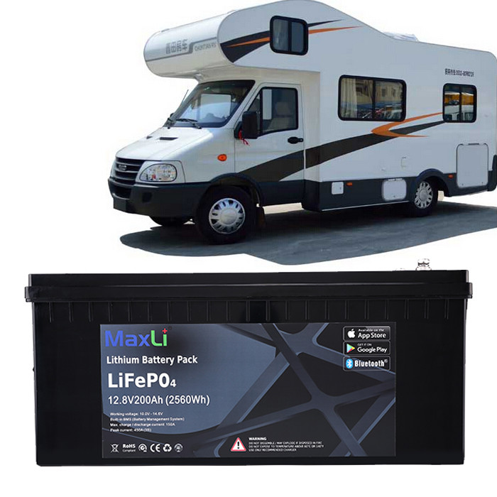 Quality Lithium Ion Deep Cycle 12.8V 200Ah RV LiFePO4 Battery With Bluetooth for sale