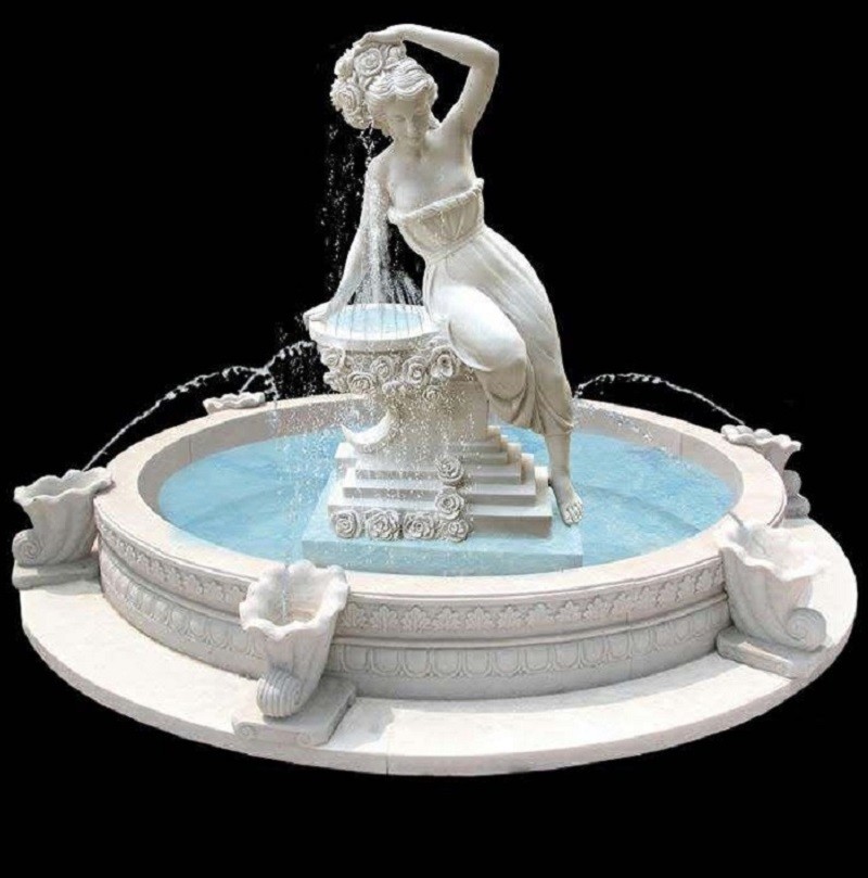 Quality Garden stone fountain carving statue water fountain white marble sculpture ,stone carving supplier for sale
