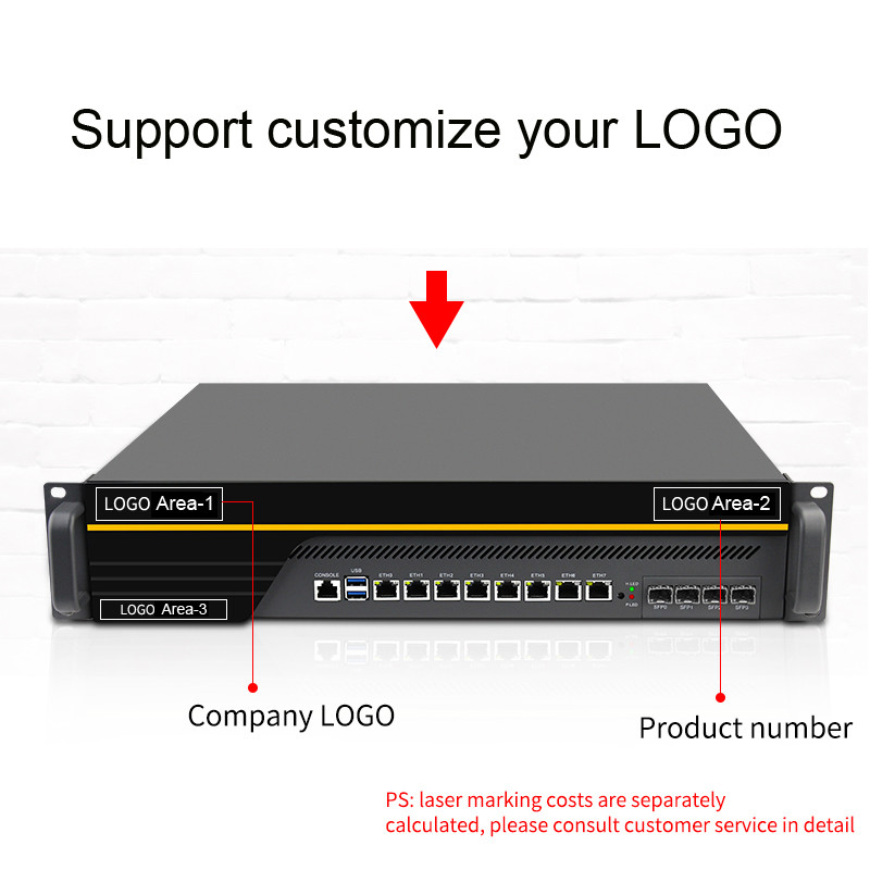 2U Rackmount firewall PC appliance soft router 8 Gigabit LAN 4 ports 10G SFP fiber optical LGA1151 H170