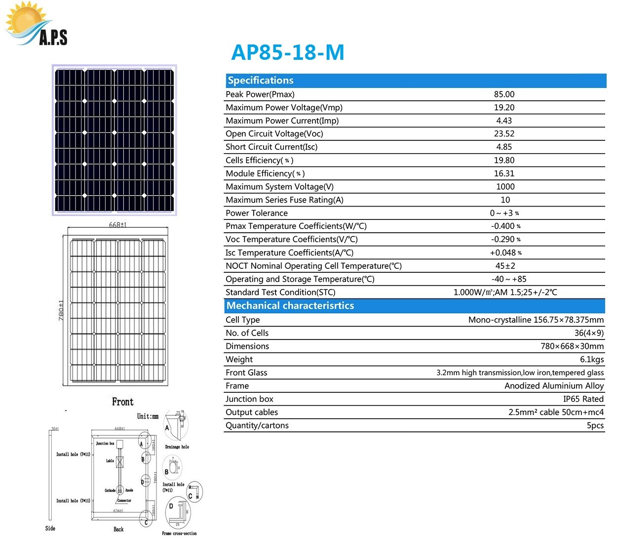 Quality Wholesale Price high quality mono 36cells 85W,90W 18V solar panel system for farm or home for sale