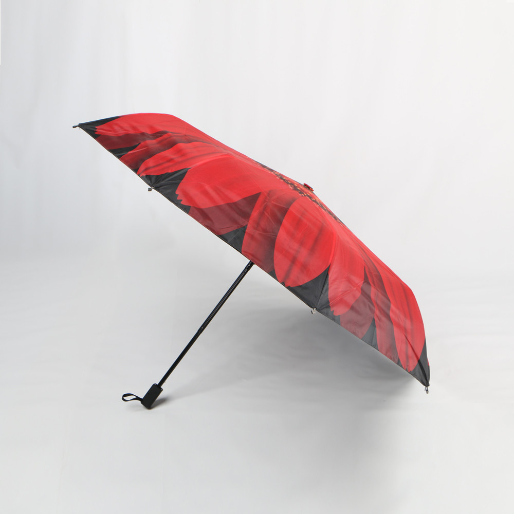 Quality Magic Full Color Flower Print Umbrella , 3 Fold Windproof Travel Umbrella for sale