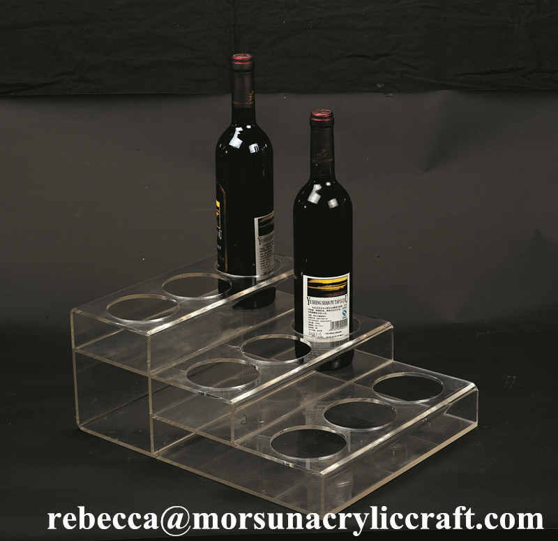 Quality Customized Tabletop Fashionable Clear Acrylic Wine Bottle Display Holder for sale