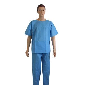Quality 50gsm Blue Disposable Hospital Surgical Scrubs S/M/L/XL/XXL/XXXL/XXXXL for sale