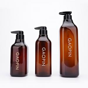 Quality Amber 500ml Square Empty Shampoo And Conditioner Bottles 300ml 600ml 1000ml for sale