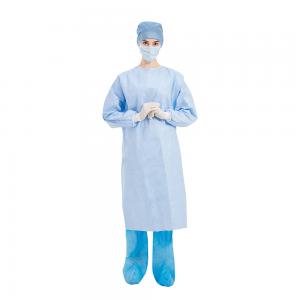 Quality Level 4 Spunlace Blue Disposable Surgical Gowns With Knitted Cuff Non Woven for sale