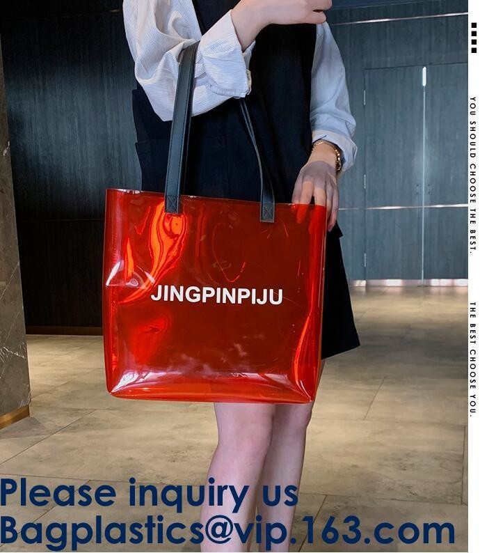 Buy Clear Shopping Bag PVC Handbag Fashion Big Bags Jelly Package Large Transparent Tote Bag Shoulder Bag Leisure Beach Bag at wholesale prices