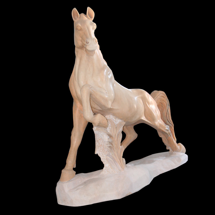Quality Nature Stone carving horse sculpture pink marble animal sculpture,stone carving supplier for sale