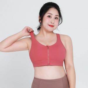 Quality Shoulder Strap Plus Size Padded Sports Bra Zip Front Underwear Fixed Pad for sale