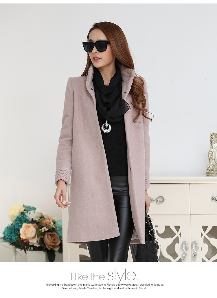 Buy fashion high collar ladies elegant pure cashmere coat at wholesale prices
