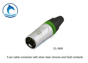Quality 5 Pin XLR Connector LC5MX Male Silver Stain Chrome Gold Contacts 50Hz Dielectric Strength for sale
