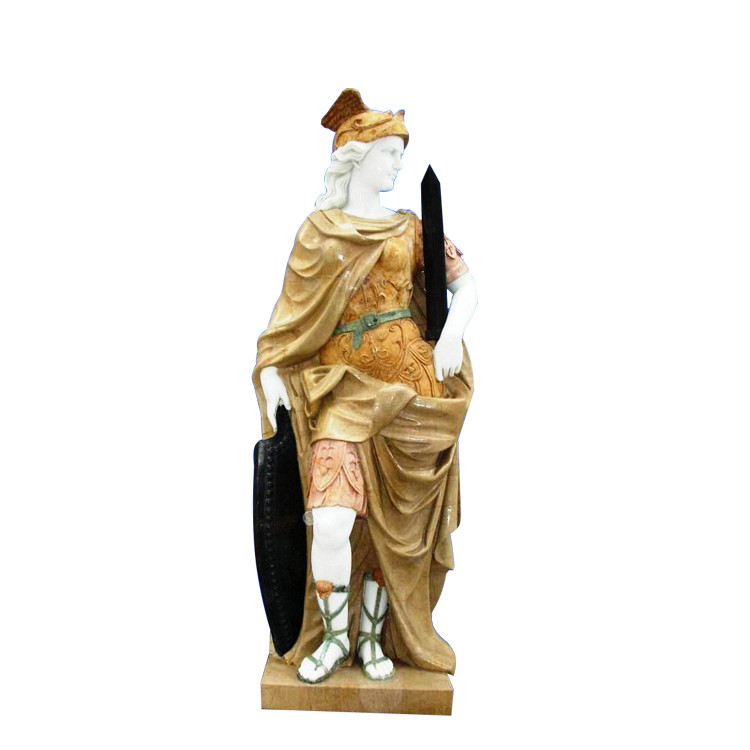 Quality Classic greek stone man statue ,male marble sculpture with shield,China stone carving Sculpture supplier for sale