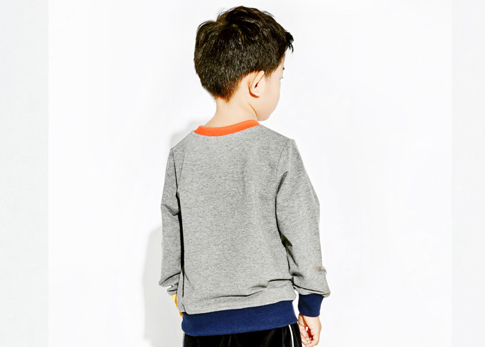 Quality Colourful Rib Teen Kids Boys Clothes Round Neck Gray Sweater For Autumn for sale