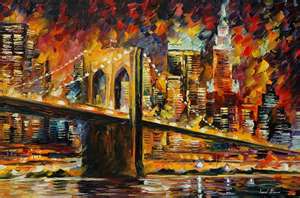 Quality Handmade modern abstract oil painting decorative beautiful city bridge for sale