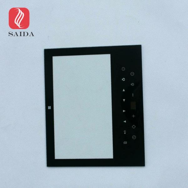 custom 1.1mm thickness chemical strengthened glass cover for payment terminal with semi-transparent black color holes