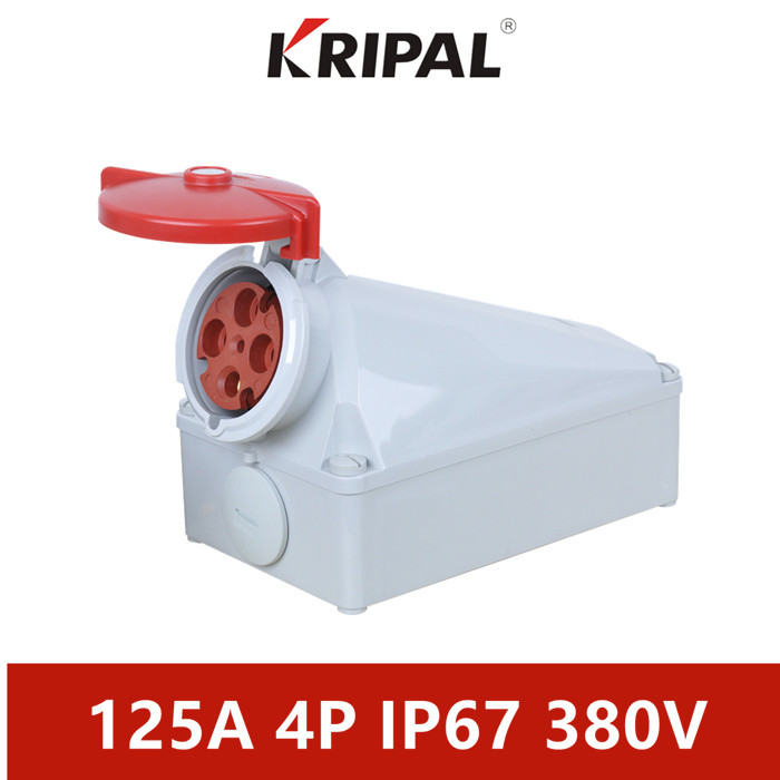 Quality 125A IP67 Waterproof Industrial Wall Mounted Socket 4 Pole 380V for sale