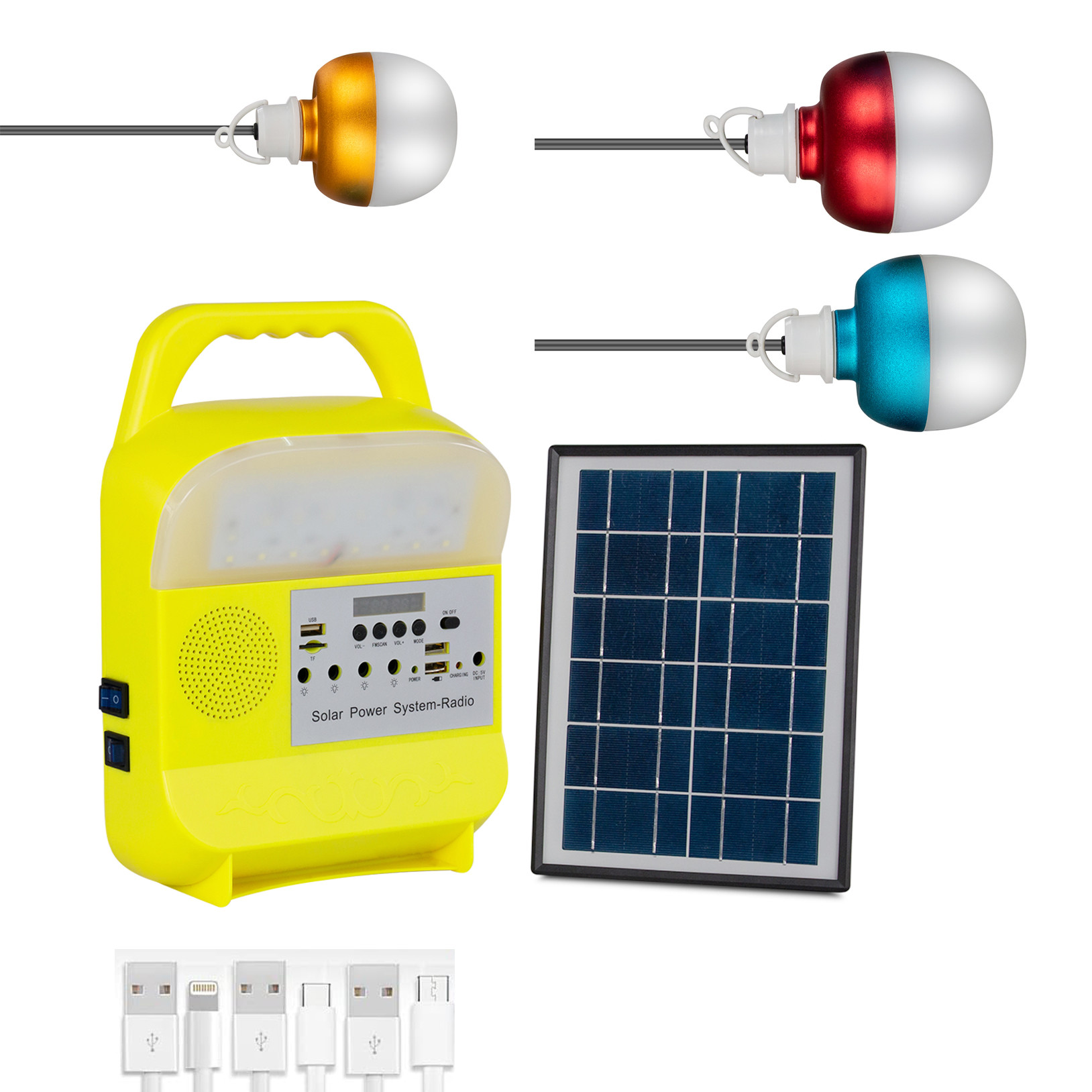 Quality 3PCS LED Solar Panel Lighting Kits Solar Emergency System SRE685 for sale