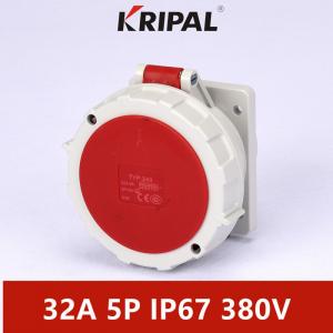 Quality 5P 32A IP67 Flange Size Panel Mounted Socket With Thread Lock for sale