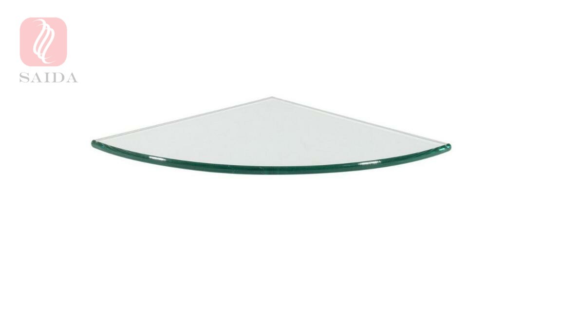 Quality custom 6mm tempered glass corner shelves in triangle shape for sale