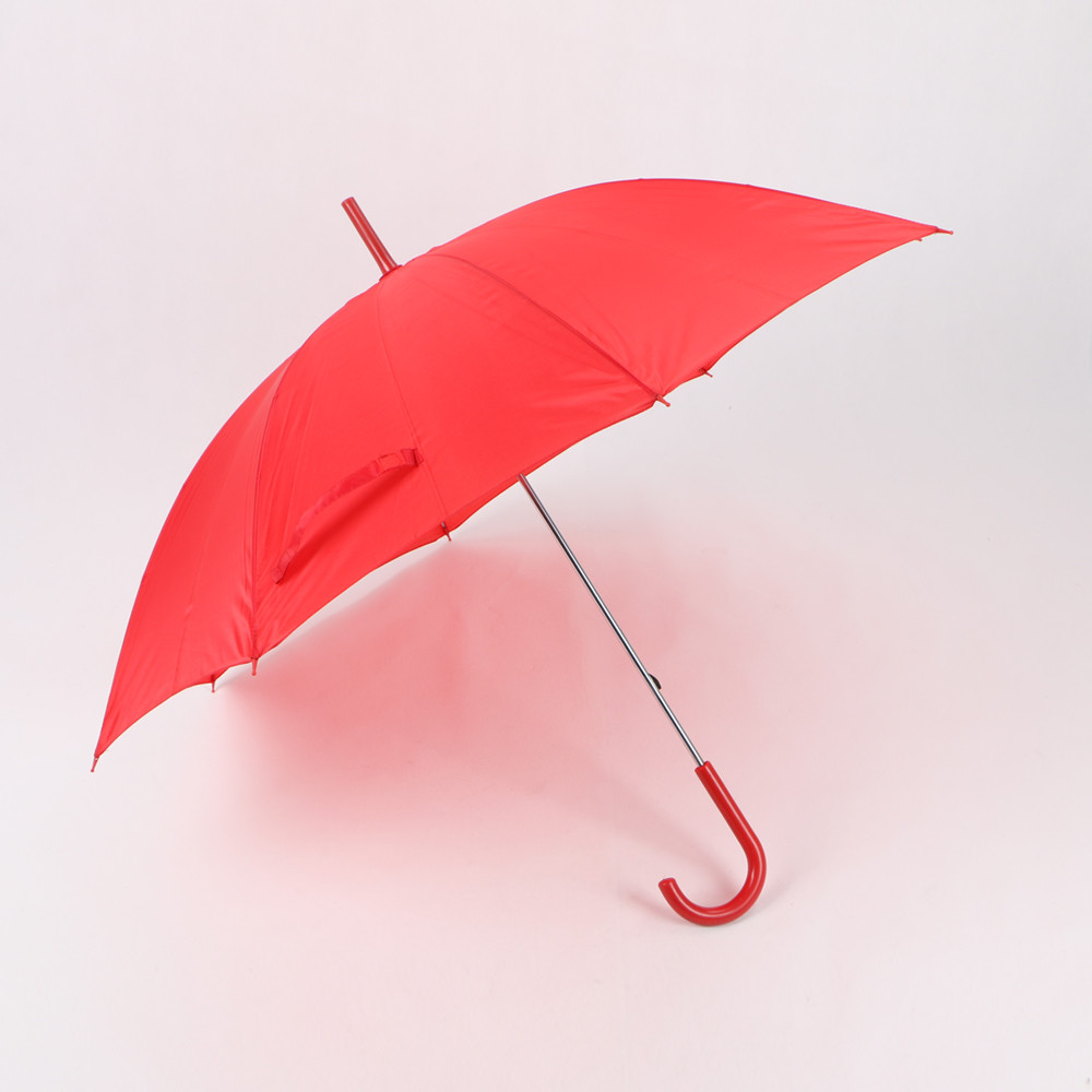 Red Light Selfie Stick Umbrella , Ladies Wooden Hook Handle Umbrella Durable