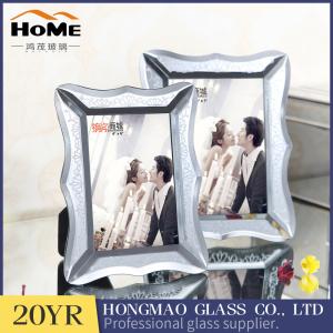 Quality Silver Wavy Edged Shape Free Standing Glass Photo Frames / 5x7 Glass Photo Frames for sale