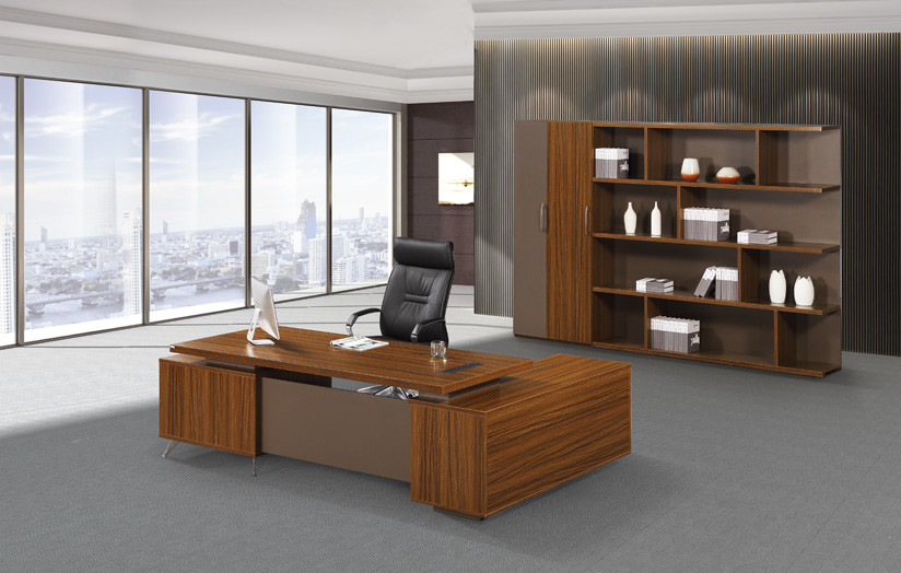 200cm Brown Office Desk With Storage , Modern Office Desk Return Extension Type