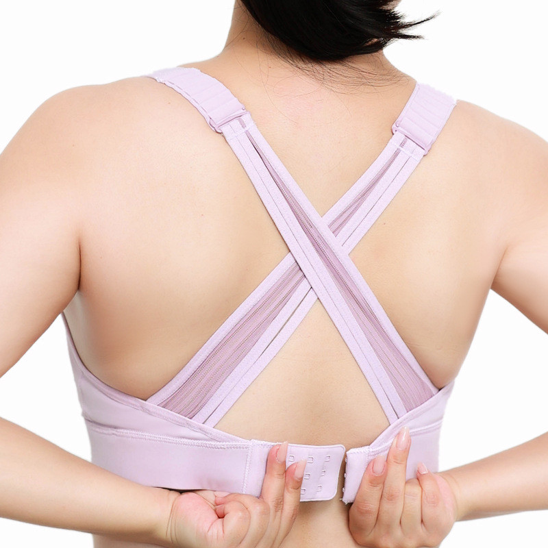 Quality Shoulder Strap Plus Size Padded Sports Bra Zip Front Underwear Fixed Pad for sale