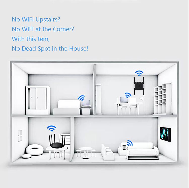 1200Mbps WIFI range extender, 2.4 & 5.8GHz Dual Band Wireless Signal Amplifier Repeater