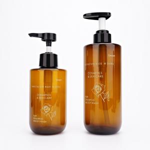 Quality 300ml 400ml 500ml 600ml Round Amber Shampoo Conditioner Plastic Shampoo Bottles for sale