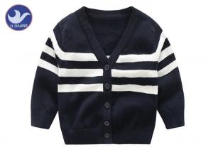 Quality Sofy Kid Boys Striped Cardigan Sweater , Cotton Children's Knitted Cardigans for sale