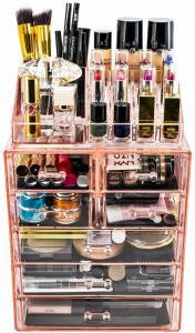 Quality Multifunction Acrylic Storage Box Acrylic Organizer Box With Lip Gloss Holder for sale