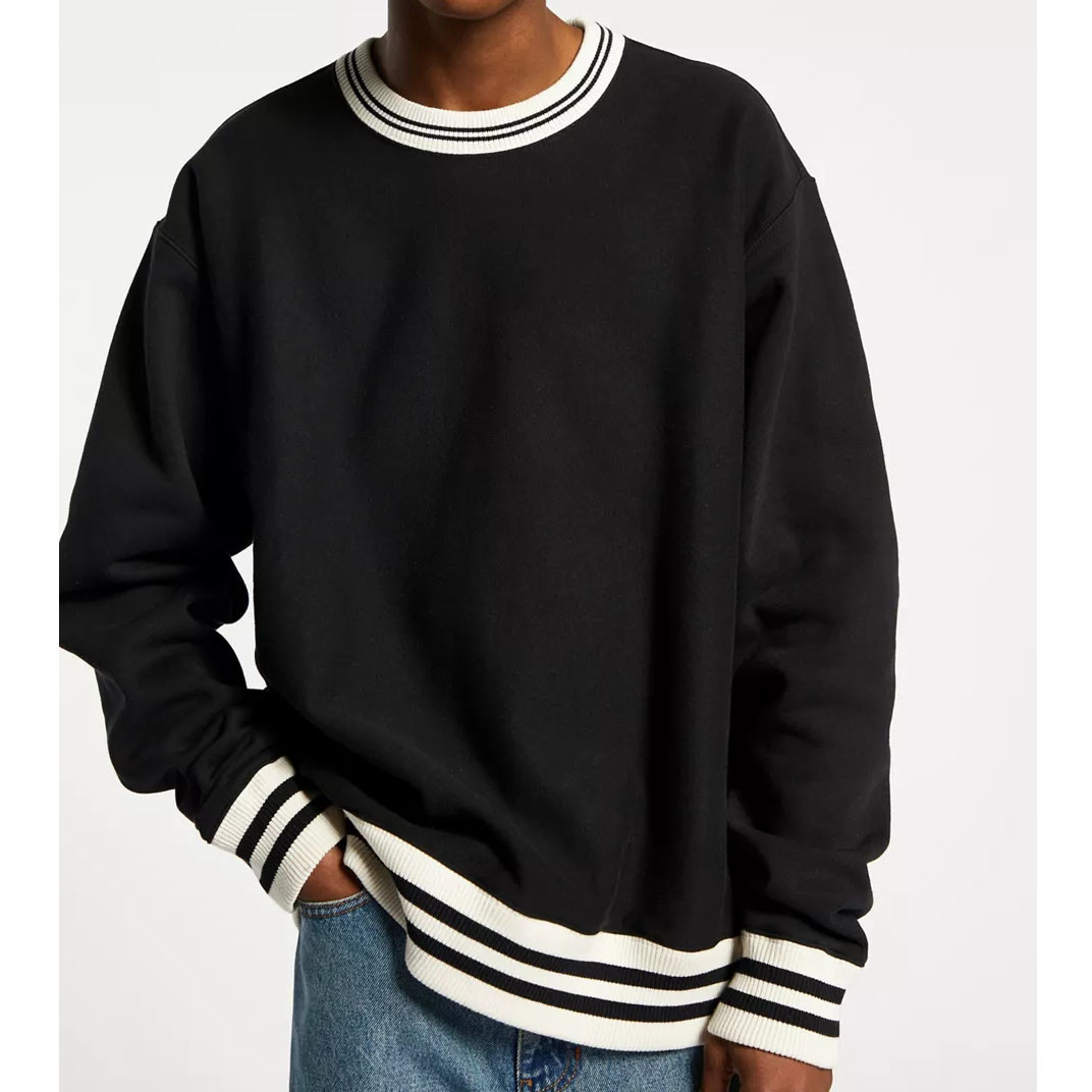 Quality Cotton French Terry Fleece Plain Crew Neck Sweatshirt Crop Oversize Anti Wrinkle for sale