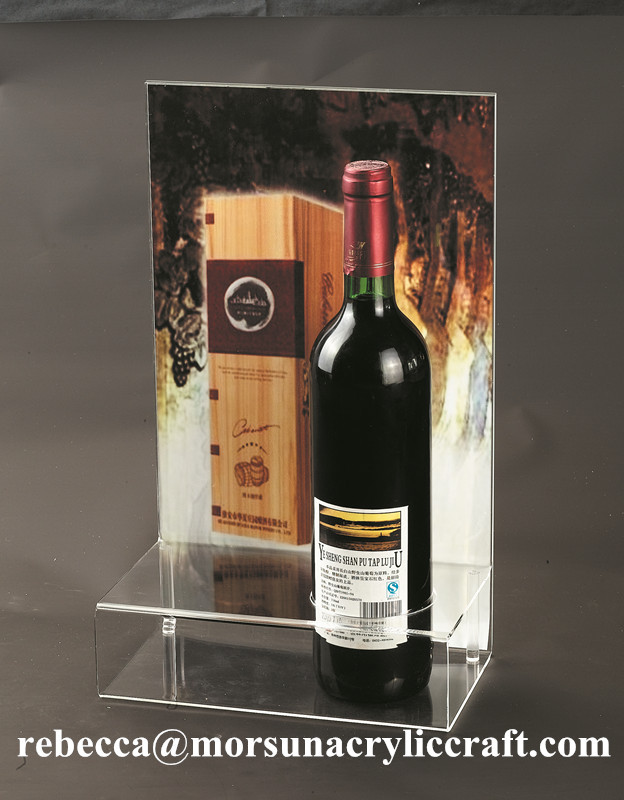 Quality Plexiglass Products Clear Acrylic Wine Holder With Poster Holder for sale