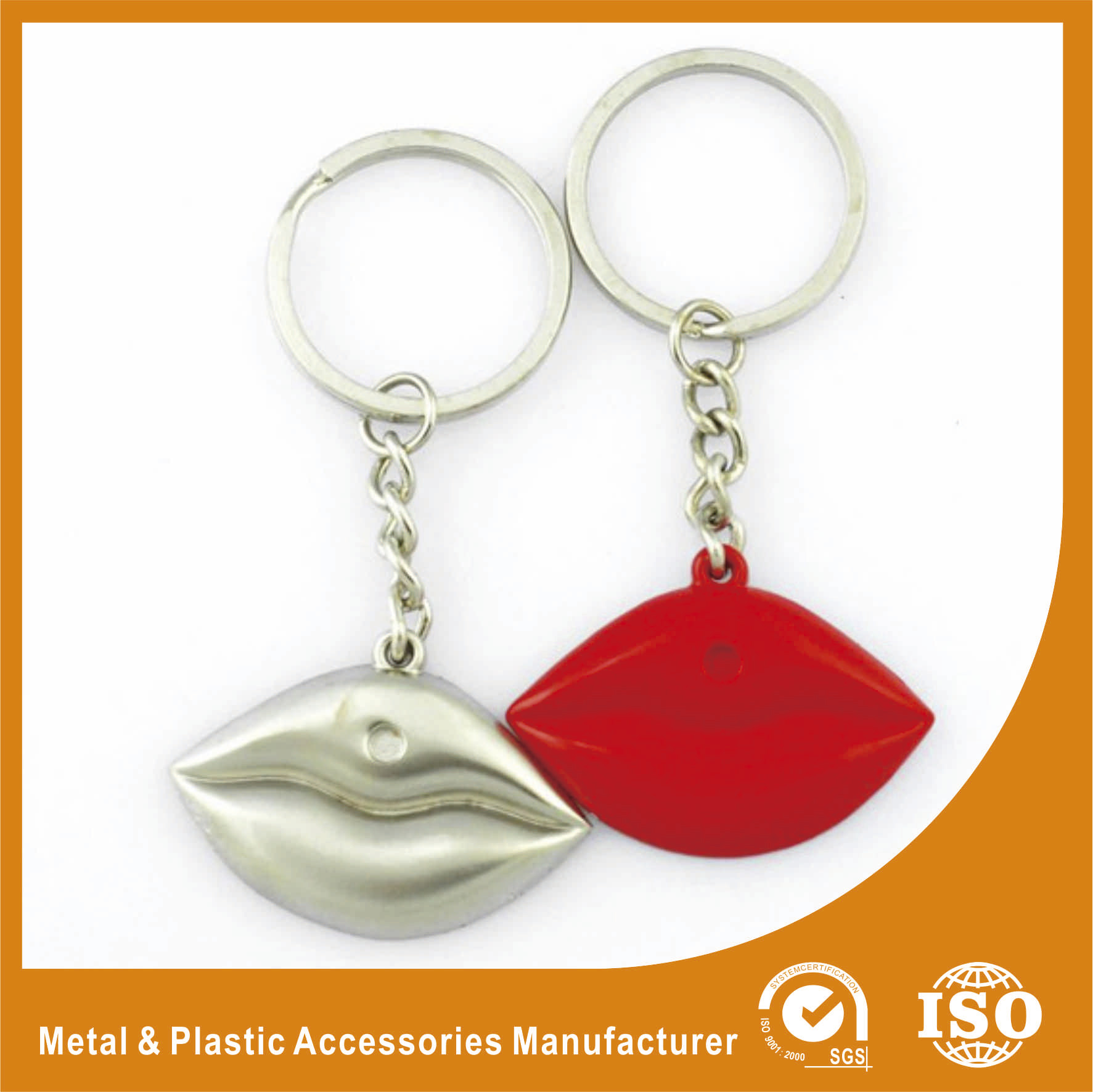 Quality Silver Plated Custom Shaped Keychain Personalised Lips Keychain for sale