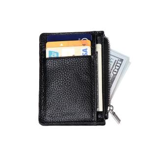 Quality 11x9.5cm PSD Men Slim Leather Wallet , TPCH Small Leather Coin Purse With Zipper for sale