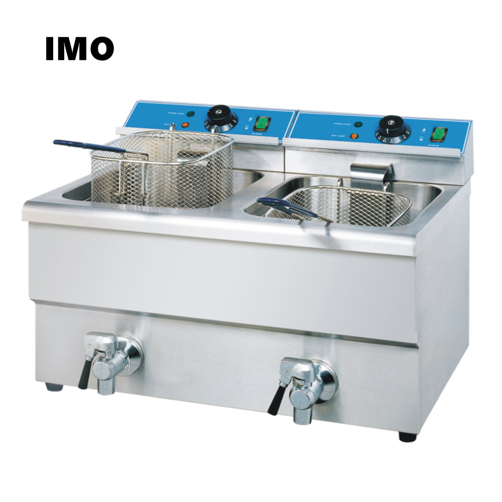 Quality 6kw Western Kitchen Equipment Electric Counter Top Double Basket 12L*2 Fryer for sale