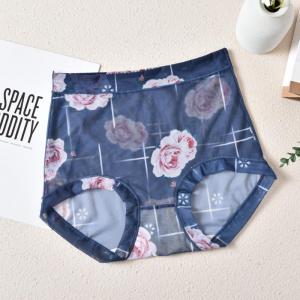 Quality Sexy mesh underwear ladies printed medium high waist large size underwear boxed traceless breathable triangle underwear women for sale