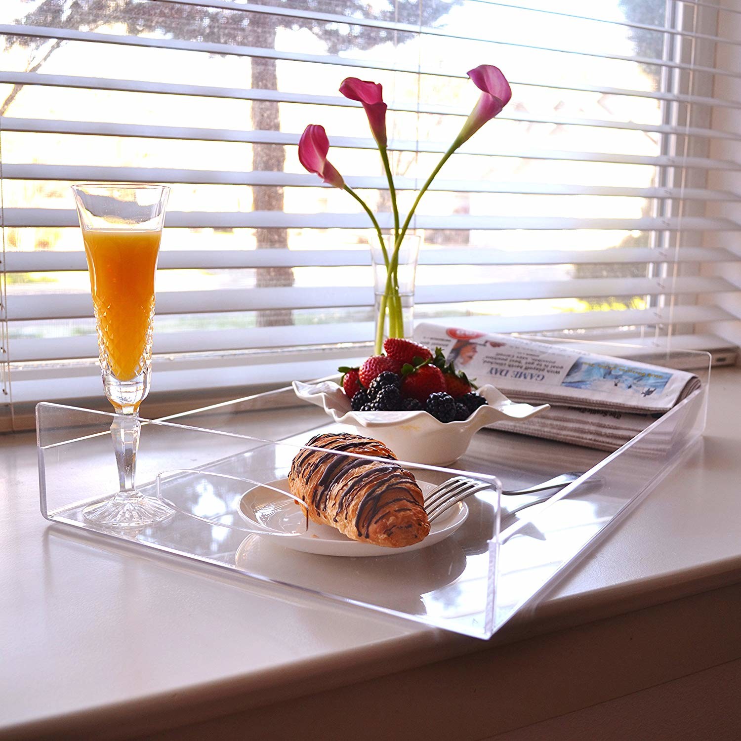 Quality Multipurpose Acrylic Tray Display 22Inch Breakfast Serving for sale
