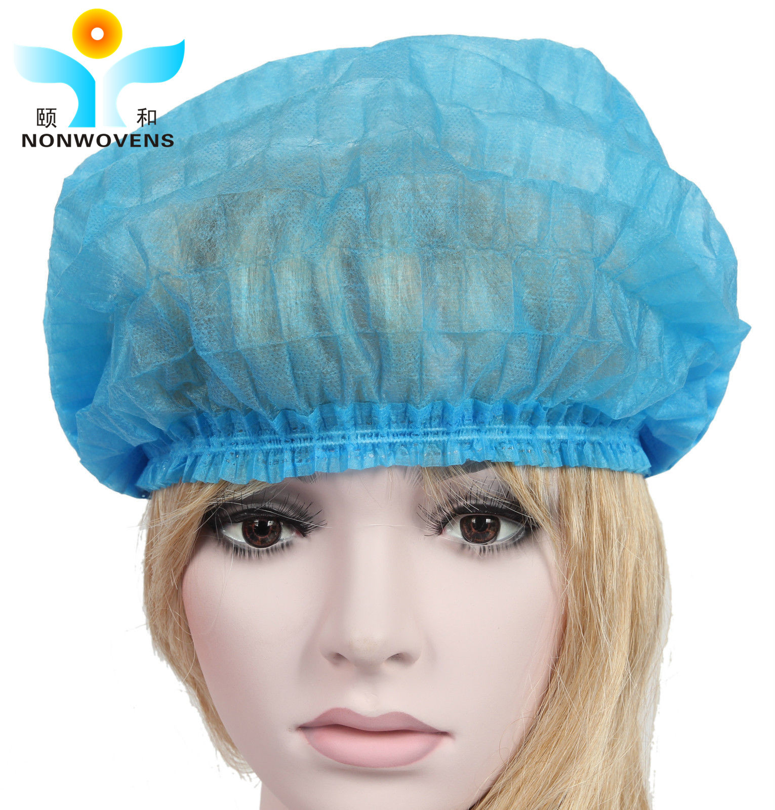Quality 21 Inch Machine Made 10gsm PP Non Woven Bouffant Cap Spunbonded Stripe Head Hat for sale