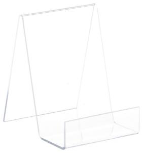 Quality Plymor Clear Acrylic Easel Display Stand Flat Back With 3.5" Box Ledge for sale