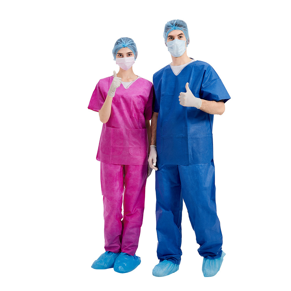 Quality PP / SMS Disposable Lab Coat Suits Gown Coverall Polypropylene Medical Uniforms for sale