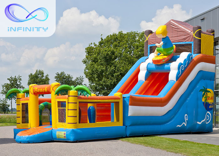 Quality 6.5m Beach Water Jumping 4 In 1 Inflatable Water Slides for sale