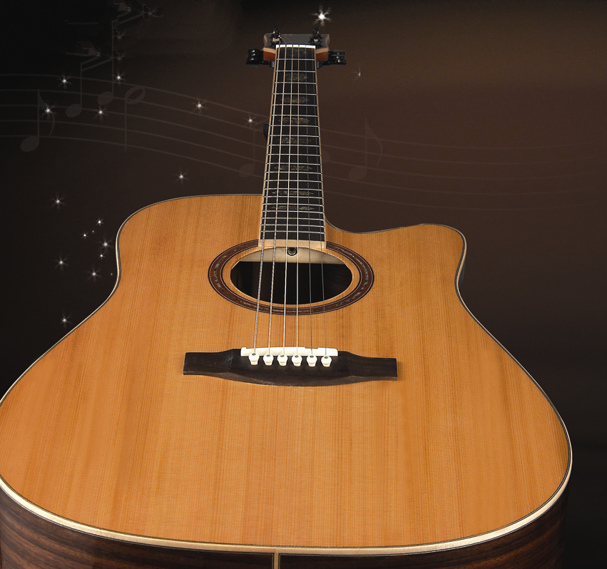 Quality 41inch OEM  High-end whole solidwood vintage cutaway electric acoustic guitar/western guitar steel string sale-TP-AG519 for sale