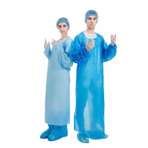 Quality PPE Waterproof Apron Plastic Isolation Gown 25gsm Disposable CPE Gown for sale