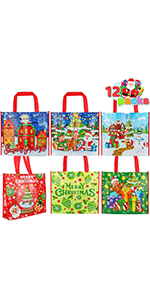 12 Pack Large Christmas Tote Bags