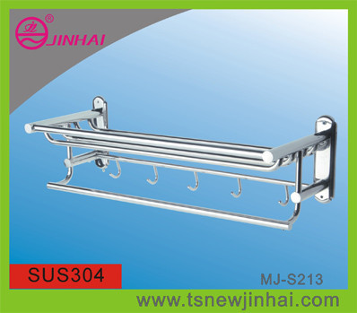 Quality 304 Stainless Steel Hotel Style Towel Rack With Hooks for sale
